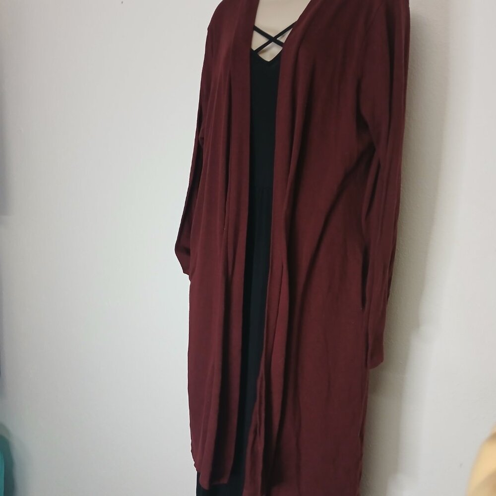 UEC Zenana Outfitters Maroon Long Sweater Duster with pockets size 3X - Picture 5 of 9